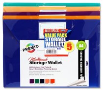 PREMTO PKT.5 A4 BUTTON STORAGE WALLETS S-3