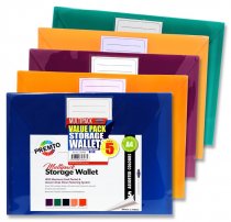 PREMTO PKT.5 A4 BUTTON STORAGE WALLETS S-3