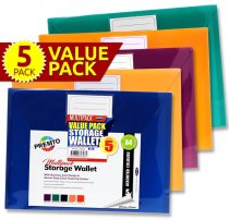 PREMTO PKT.5 A4 BUTTON STORAGE WALLETS S-3