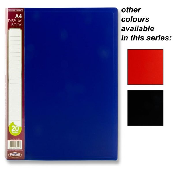 PREMIER OFFICE A4 20 POCKET DISPLAY BOOK 3 Colours