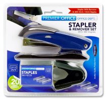 PREMIER OFFICE HALF STRIP STAPLER & REMOVER SET 3 ASST.