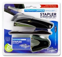 PREMIER OFFICE HALF STRIP STAPLER & REMOVER SET 3 ASST.
