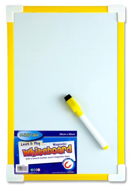 CLEVER KIDZ 20x30cm MAGNETIC WHITEBOARD 4 ASST.