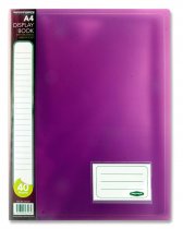 PREMIER OFFICE A4 40 POCKET PRESENTATION DISPLAY BOOK TANG 4 ASST.
