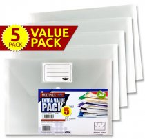 PREMIER OFFICE PKT.5 A4 MY CLEAR BAG BUTTON WALLETS - CLEAR