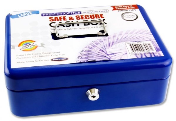 PREMIER OFFICE 10" (250mm) METAL CASH BOX ASST.