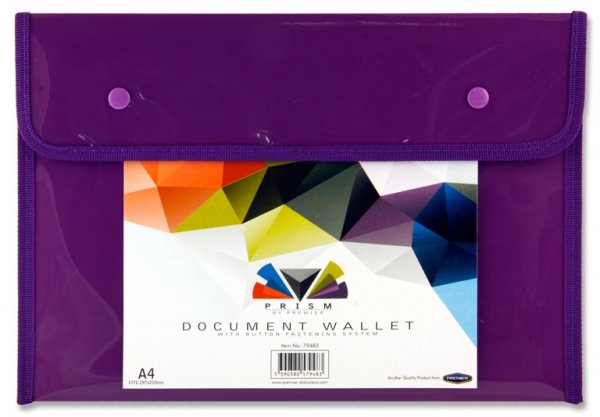 * PRISM A4 BUTTON DOCUMENT WALLET 3 ASST.