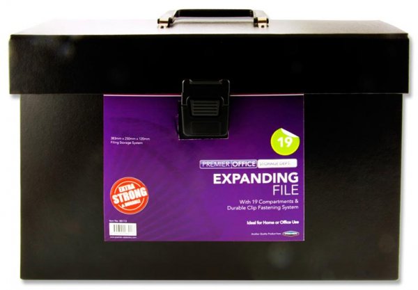PREMIER OFFICE 19 POCKET EXPANDING FILE - BLACK