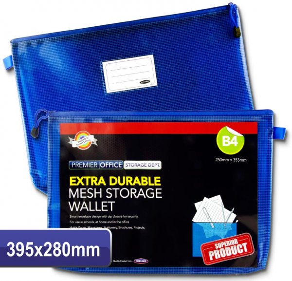 PREMIER OFFICE B4 EXTRA DURABLE MESH WALLET - PRINTERS BLUE