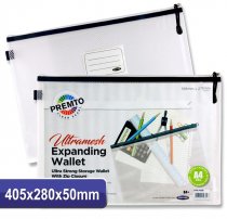 PREMTO A4 XXL ULTRAMESH EXPANDING WALLET - CLEAR PEARL