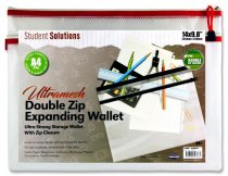 * STUDENT SOLUTIONS B4+ ULTRAMESH DOUBLE ZIP MESH WALLET - PEARL 2 ASST.
