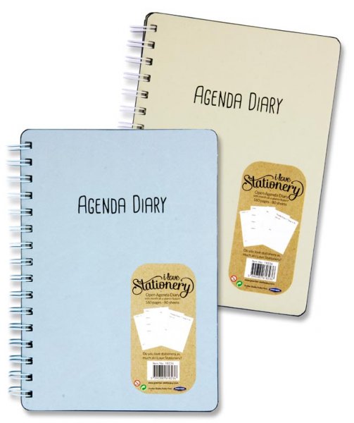 I LOVE STATIONERY A5 160pg WIRO OPEN AGENDA DIARY 2 ASST.