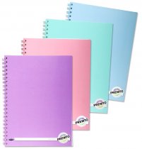PREMTO PASTEL A4 200pg WIRO NOTEBOOK 4 ASST.