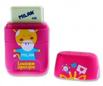MILAN UNDERGROUND TWIN HOLE SHARPENER/ERASER 4 ASST. CDU