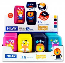 MILAN UNDERGROUND TWIN HOLE SHARPENER/ERASER 4 ASST. CDU