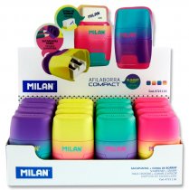 MILAN COMPACT TWIN HOLE SHARPENER & ERASER SUNSET 4 ASST CDU