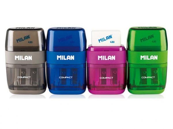 MILAN COMPACT TWIN HOLE SHARPENER/ERASER 4 ASST. CDU