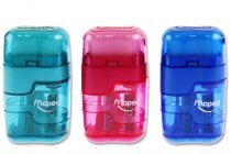 MAPED DUO CONNECT TWIN HOLE SHARPER & ERASER - TRANSLUCENT 3 ASST CDU
