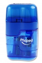 MAPED DUO CONNECT TWIN HOLE SHARPER & ERASER - TRANSLUCENT 3 ASST CDU