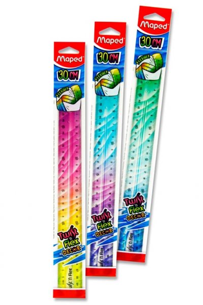 MAPED TWIST 'N' FLEX DECOR 30cm RULER 3 ASST CDU