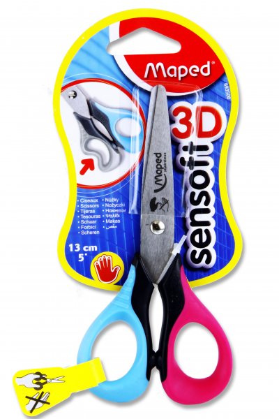 MAPED SENSOFT 13cm/5" SCISSORS CARDED - LEFT HANDED 3 ASST.