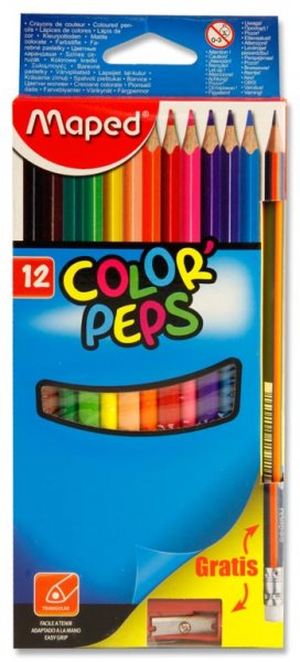 MAPED PKT.12 COLOR'PEPS COLOUR PENCILS + PENCIL/SHARPENER