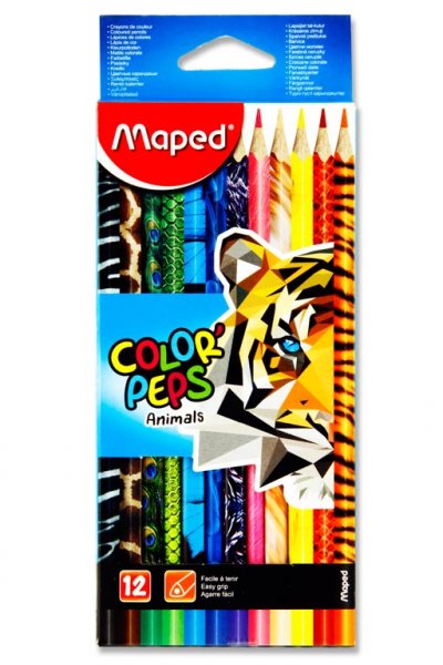 * MAPED PKT.12 COLOR'PEPS TRIANGULAR COLOURING PENCILS - ANIMAL