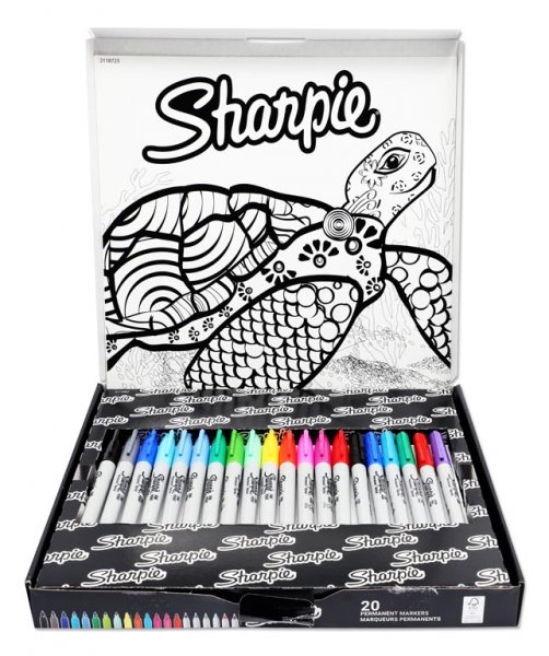 SHARPIE LIMITED EDITION BOX 20 FINE TIP MARKERS - TURTLE PACK