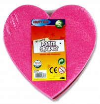 * CRAFTY BITZ PKT.12 FOAM SHAPES - GLITTER & PLAIN HEARTS