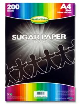WOC A4 SUGAR PAPER 200 SHEETS - BLACK