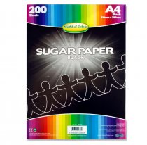 WOC A4 SUGAR PAPER 200 SHEETS - BLACK