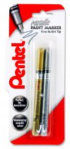 * PENTEL CARD 2 METALLIC PAINT MARKERS SILVER & GOLD - FINE