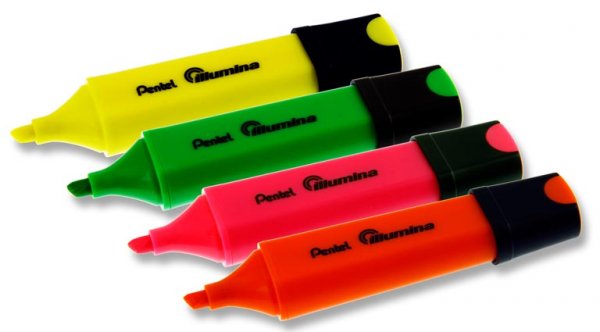 PENTEL SL60 ILLUMINA CHISEL TIP HIGHLIGHTER 4 ASST CDU