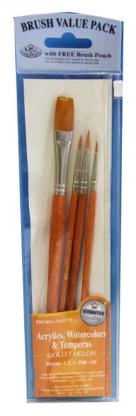 4pce BRUSH SET IN WALLET - GOLD TAKLON