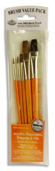 5pce BRUSH SET IN WALLET - CAMEL