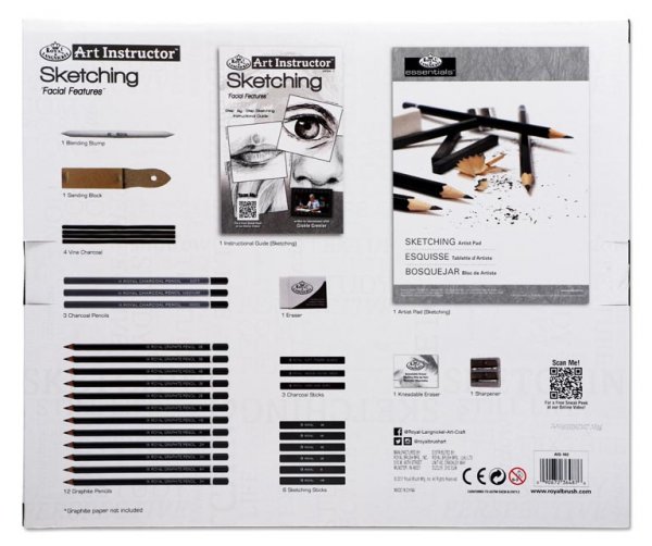 ART INSTRUCTOR 35pce 4 PROJECT ART SET - SKETCHING