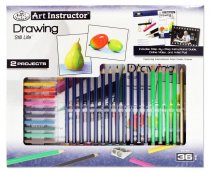 ART INSTRUCTOR 36pce 2 PROJECT ART SET - DRAWING