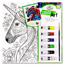 CANVAS ART 9pce CREATE & ENJOY PAINTING SET - UNICORN