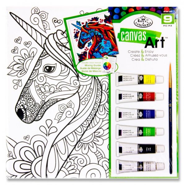 CANVAS ART 9pce CREATE & ENJOY PAINTING SET - UNICORN