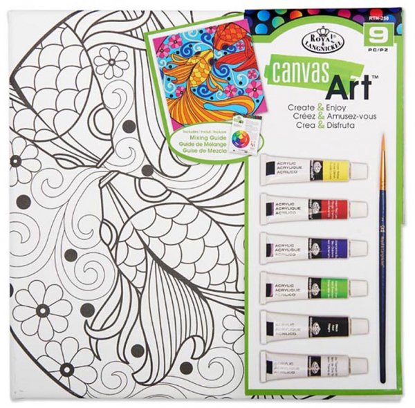 CANVAS ART 9pce CREATE & ENJOY PAINTING SET - FISH