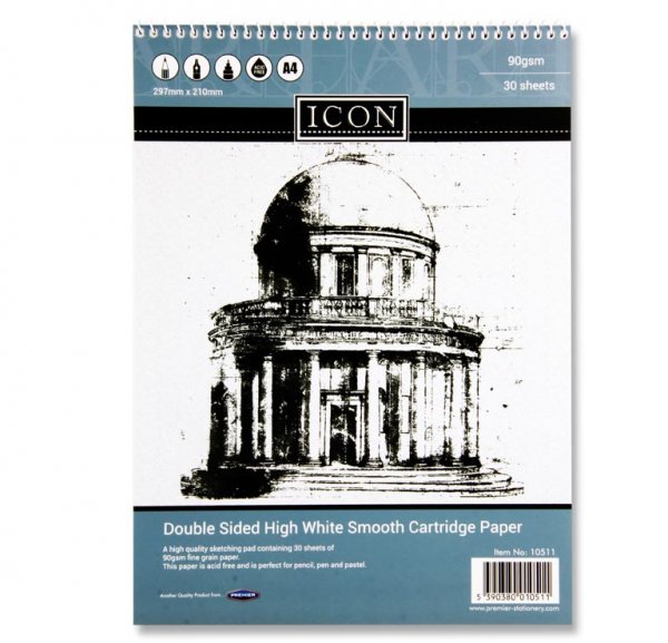 ICON A4 90gsm SPIRAL SKETCH PAD 30 SHEETS