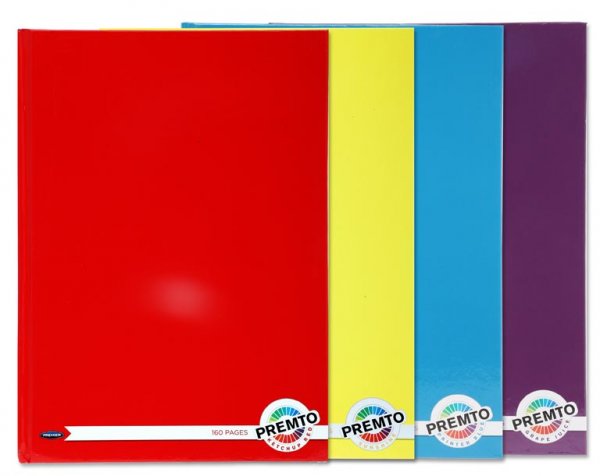 PREMTO PKT.4 A4 160pg ASST. HARDCOVER NOTEBOOKS