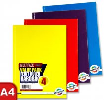 PREMTO PKT.4 A4 160pg ASST. HARDCOVER NOTEBOOKS