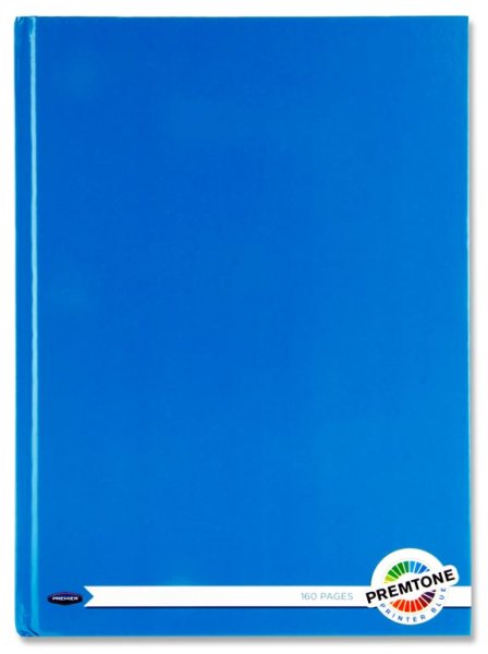 PREMTO A4 160pg HARDCOVER NOTEBOOK - PRINTER BLUE