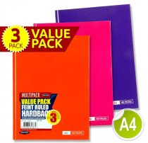 PREMIER PKT.3 A4 160pg HARDOVER NOTEBOOK - TANG 3 ASST.