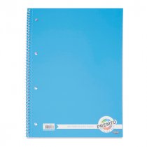 PREMTO A4 160pg SPIRAL NOTEBOOK 5 ASST.