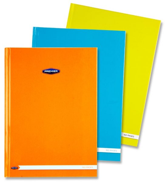 PREMTO NEON A4 160pg HARDCOVER NOTEBOOK 3 ASST.