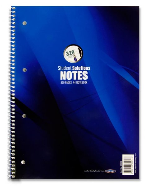 * STUDENT SOLUTIONS A4 320pg SPIRAL NOTEBOOK