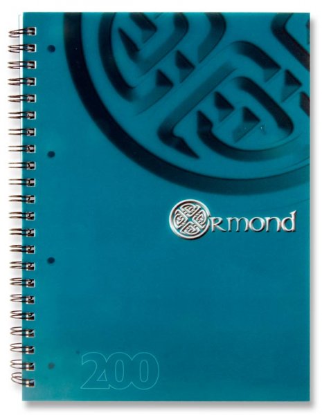 ORMOND A4 200pg PP WIRO NOTEBOOK 3 ASST.