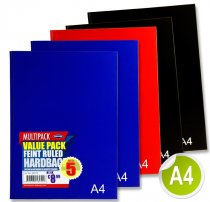 PREMIER PKT.5 A4 160pg HARDCOVER NOTEBOOK 3 ASST BOLD